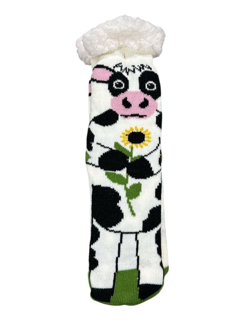 Sherpa-Lined Cow-Themed Non-Slip Cozy Socks One Size Soft & Warm Fun Farm Animal - Picture 2 of 5